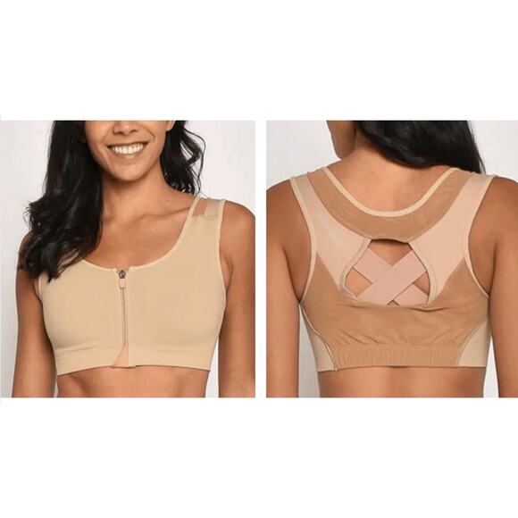 NWT Alignmed AlignMe Active Postural Fitness sz S Zip Front Comfort Sports Bra - Picture 1 of 10